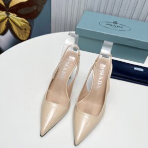 Replica Prada Slingbacks Pumps 95mm In Powder Pink Patent Leather 2