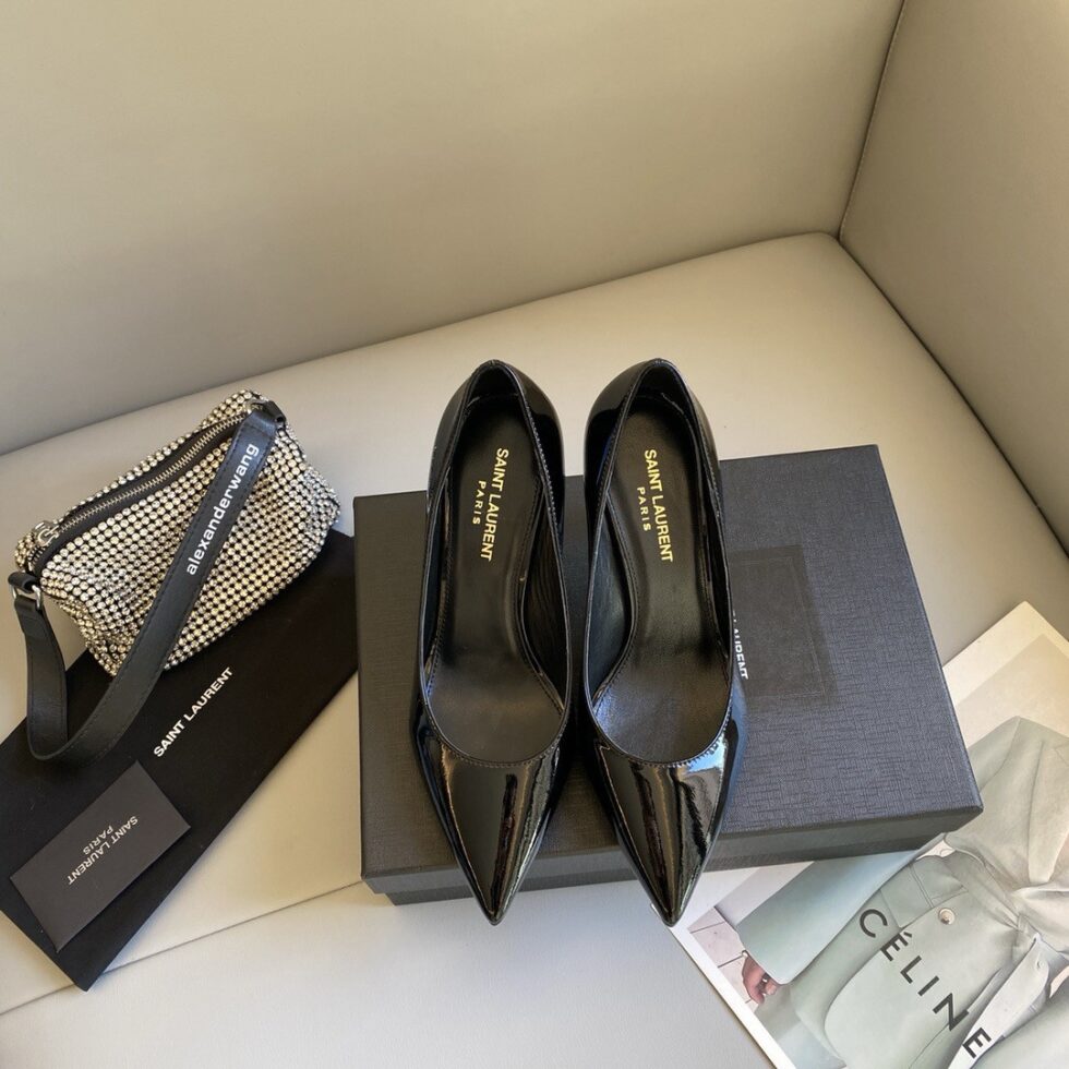 Replica Saint Laurent Opyum Pumps 85mm In Patent Leather with Black Heel 108