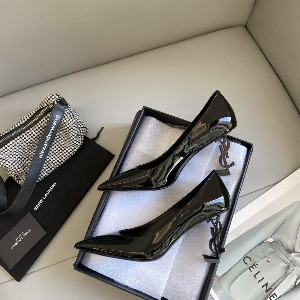 Replica Saint Laurent Opyum Pumps 85mm In Patent Leather with Black Heel 110