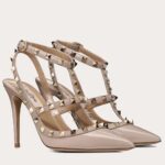 Replica Valentino Rockstud Caged Pumps 100mm In Poudre Patent Leather