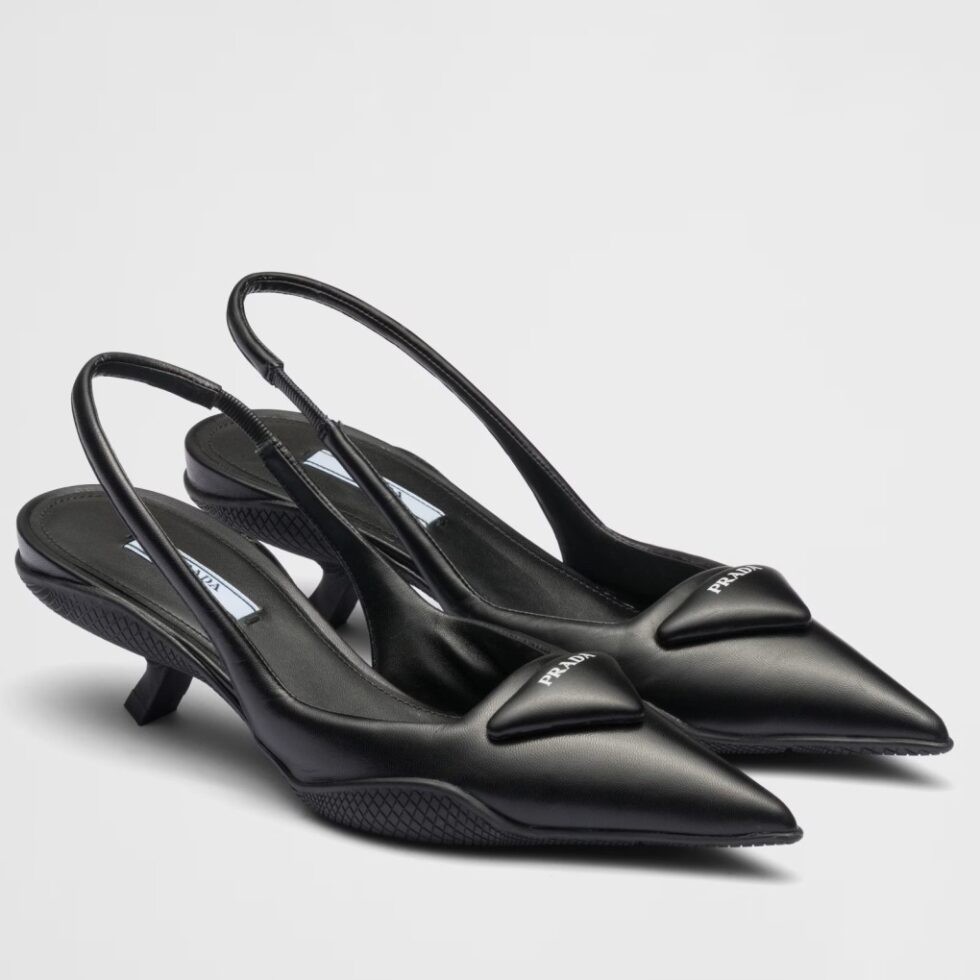 Replica Prada Slingback Pumps in Black Padded Leather 104