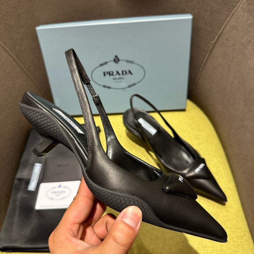 Replica Prada Slingback Pumps in Black Padded Leather 109