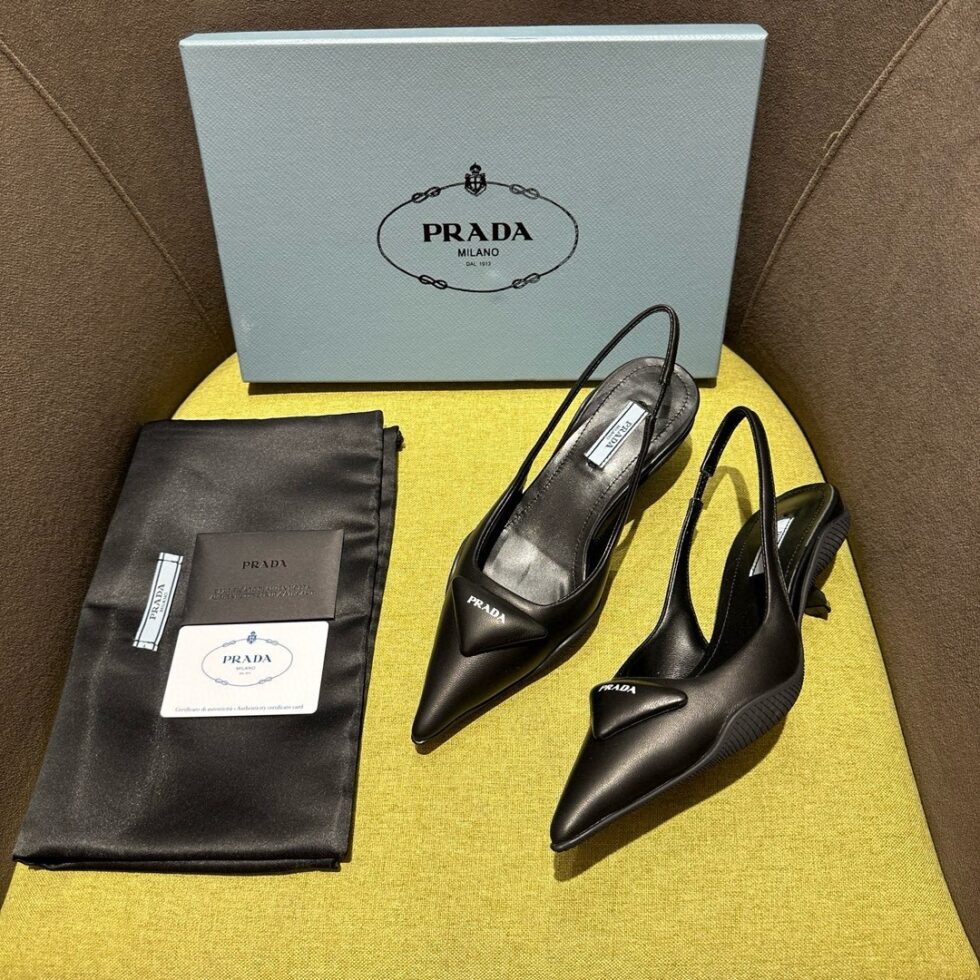 Replica Prada Slingback Pumps in Black Padded Leather 110