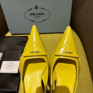 Replica Prada Slingback Pumps in Yellow Padded Leather 2