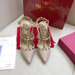 Replica Valentino Rockstud Ankle Strap Pumps 100mm In Poudre Calfskin 2