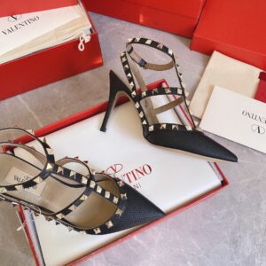 Replica Valentino Rockstud Ankle Strap Pumps 100mm In Black Calfskin 2