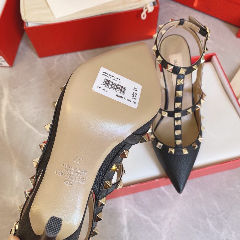 Replica Valentino Rockstud Ankle Strap Pumps 100mm In Black Calfskin 106