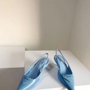 Replica Prada Slingback Pumps In Light Blue Brushed Leather 2