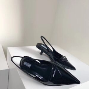 Replica Prada Slingback Pumps In Black Brushed Leather 2