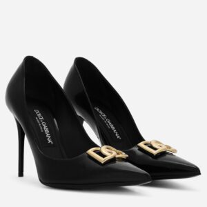 Replica Dolce & Gabbana Lollo Pumps 90mm in Black Patent Leather