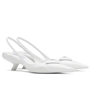 Replica Prada Slingback Pumps In White Brushed Leather