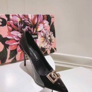 Replica Dolce & Gabbana Lollo Pumps 90mm in Black Patent Leather 2