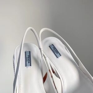 Replica Prada Slingback Pumps In White Brushed Leather 2