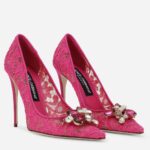 Replica Dolce & Gabbana Rainbow Pumps 105mm in Fuchsia Lace