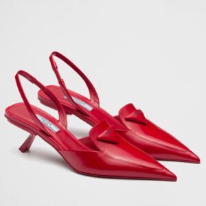 Replica Prada Slingback Pumps 55MM In Red Brushed Leather