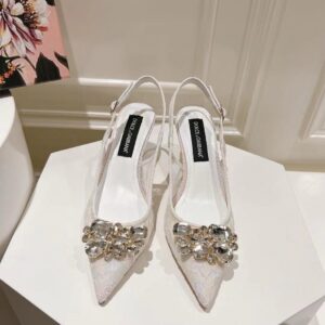 Replica Dolce & Gabbana Rainbow Slingbacks Pumps 60mm in White Lace 2