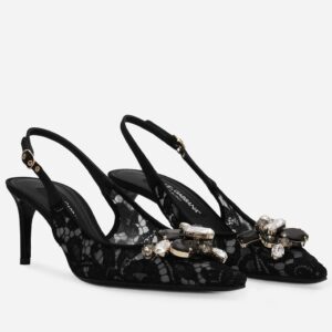 Replica Dolce & Gabbana Rainbow Slingbacks Pumps 60mm in Black Lace