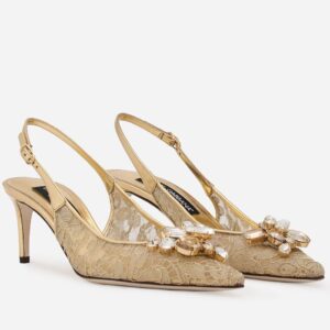 Replica Dolce & Gabbana Rainbow Slingbacks Pumps 60mm in Gold Lace