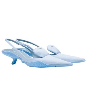 Replica Prada Gabardine Slingback Pumps In Light Blue Nylon