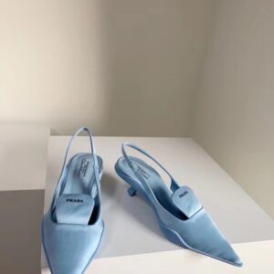 Replica Prada Gabardine Slingback Pumps In Light Blue Nylon 2