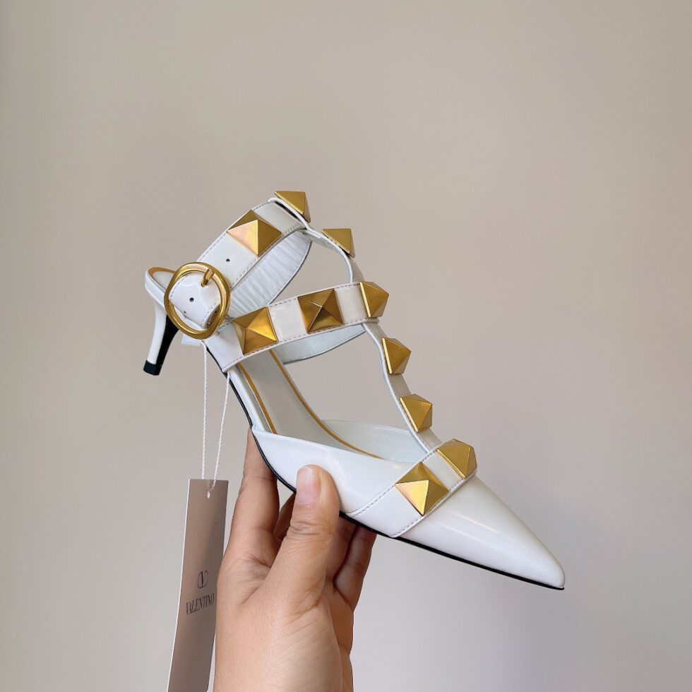 Replica Valentino Roman Stud Pumps 40mm In White Calfskin 105