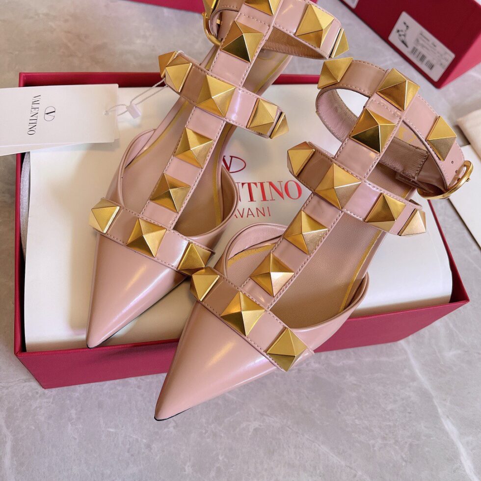 Replica Valentino Roman Stud Pumps 40mm In Rose Cannelle Calfskin 107