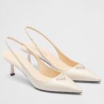 Replica Prada Slingback Pumps 55mm in White Patent Leather