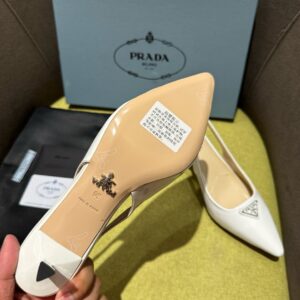 Replica Prada Slingback Pumps 55mm in White Patent Leather 2