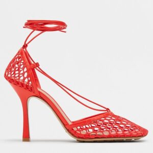 Replica Bottega Veneta Stretch Sandals In Red Mesh