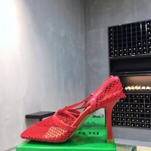 Replica Bottega Veneta Stretch Sandals In Red Mesh 2