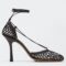 Replica Valentino Rockstud Pumps 100mm in Nude Mesh with Crystal 102