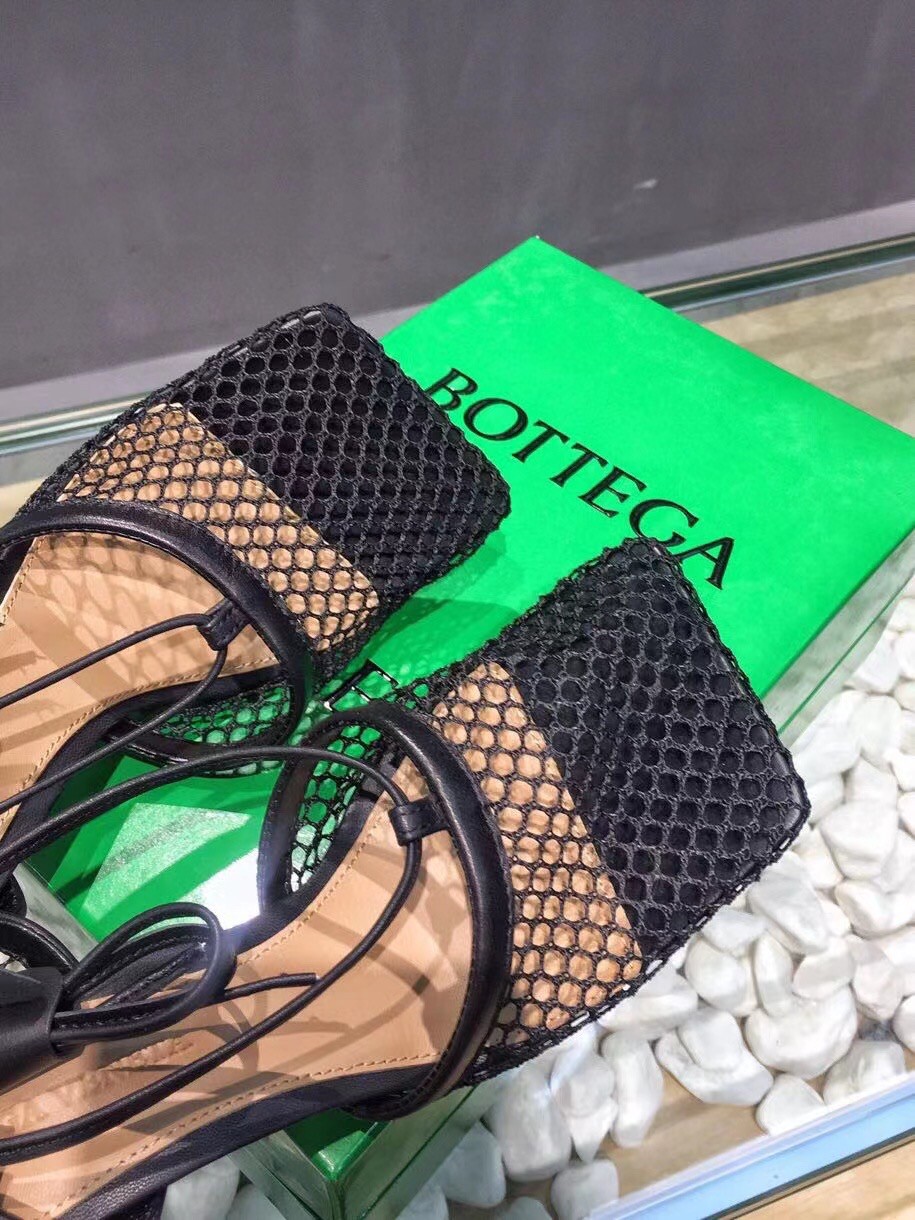 Replica Bottega Veneta Stretch Sandals In Black Mesh 111