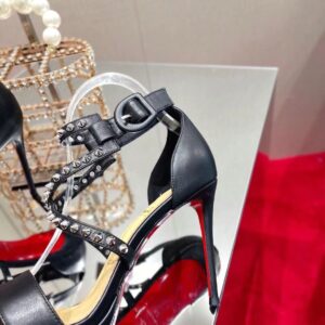 Replica Christian Louboutin Choca Lux 100mm Sandals In Black Lambskin 2