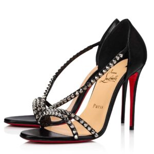 Replica Christian Louboutin So Spike 100mm Sandals In Black Leather