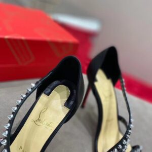 Replica Christian Louboutin So Spike 100mm Sandals In Black Leather 2