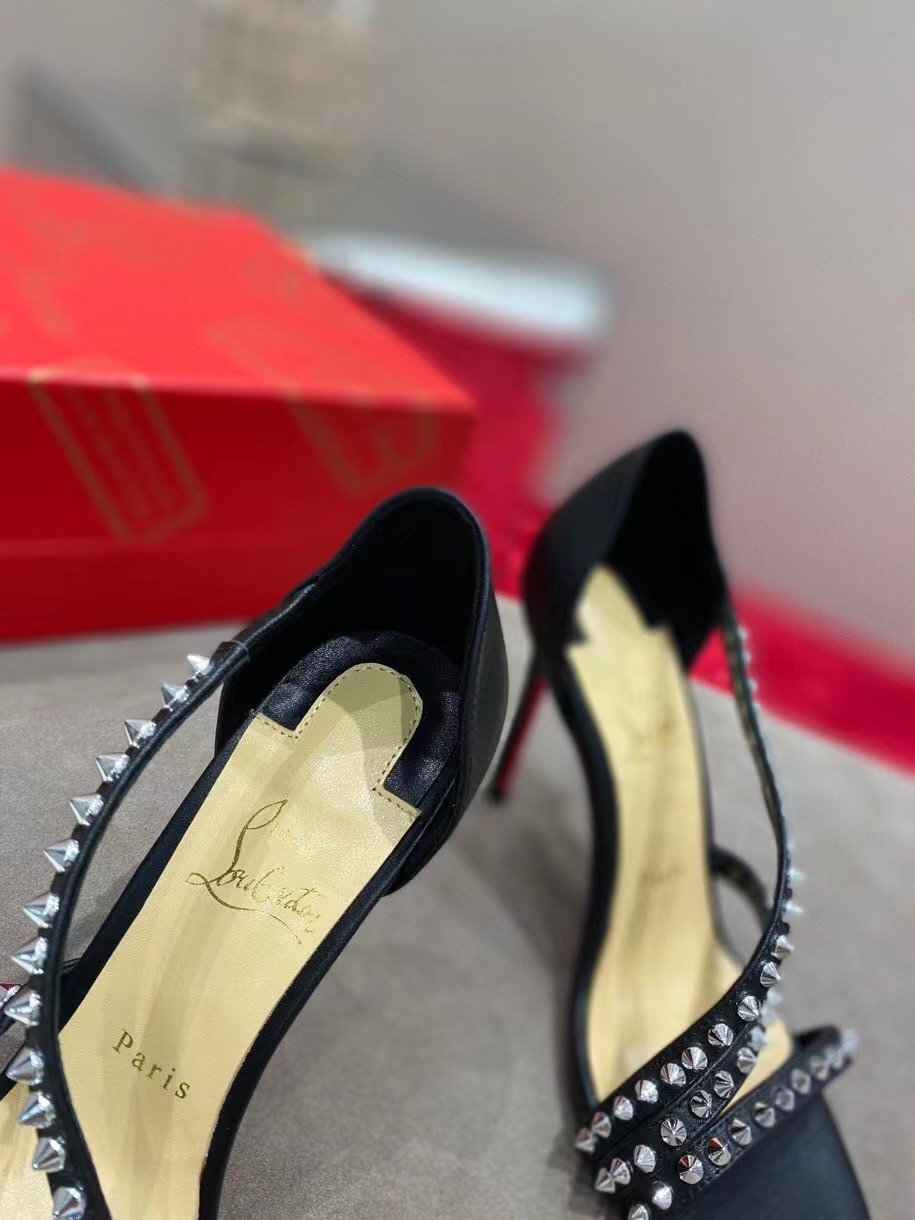 Replica Christian Louboutin So Spike 100mm Sandals In Black Leather 105