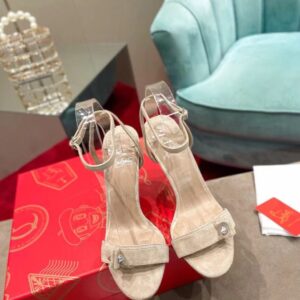 Replica Christian Louboutin Umberta 100mm Sandals In Beige Suede 2