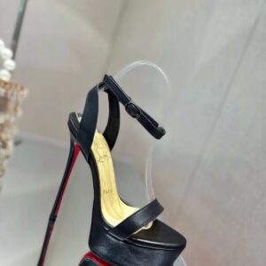 Replica Christian Louboutin Black Loubi Queen Alta Sandals 150MM 2