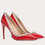 Replica Valentino Rockstud Pumps 100mm In Red Patent Leather