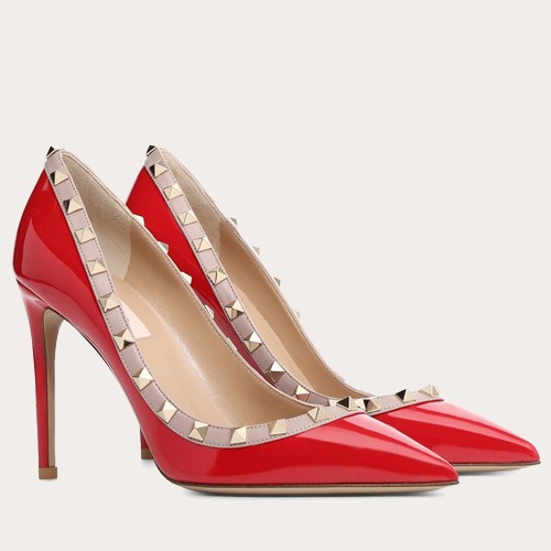 Replica Valentino Rockstud Pumps 100mm In Red Patent Leather 104