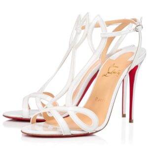 Replica Christian Louboutin Double L 100mm Sandals In White Patent Leather