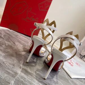 Replica Christian Louboutin Double L 100mm Sandals In White Patent Leather 2