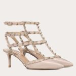 Replica Valentino Rockstud Caged Pumps 65mm In Poudre Patent Leather