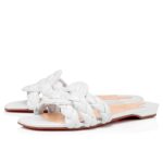 Replica Christian Louboutin Marmela Flat Sandals In White Lambskin