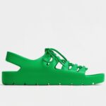 Replica Bottega Veneta Jelly Sandals In Green Rubber