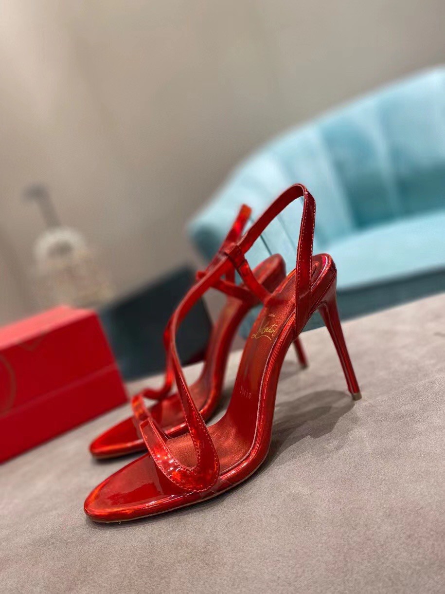 Replica Christian Louboutin Rosalie 100mm Sandals In Red Patent Psychic 105