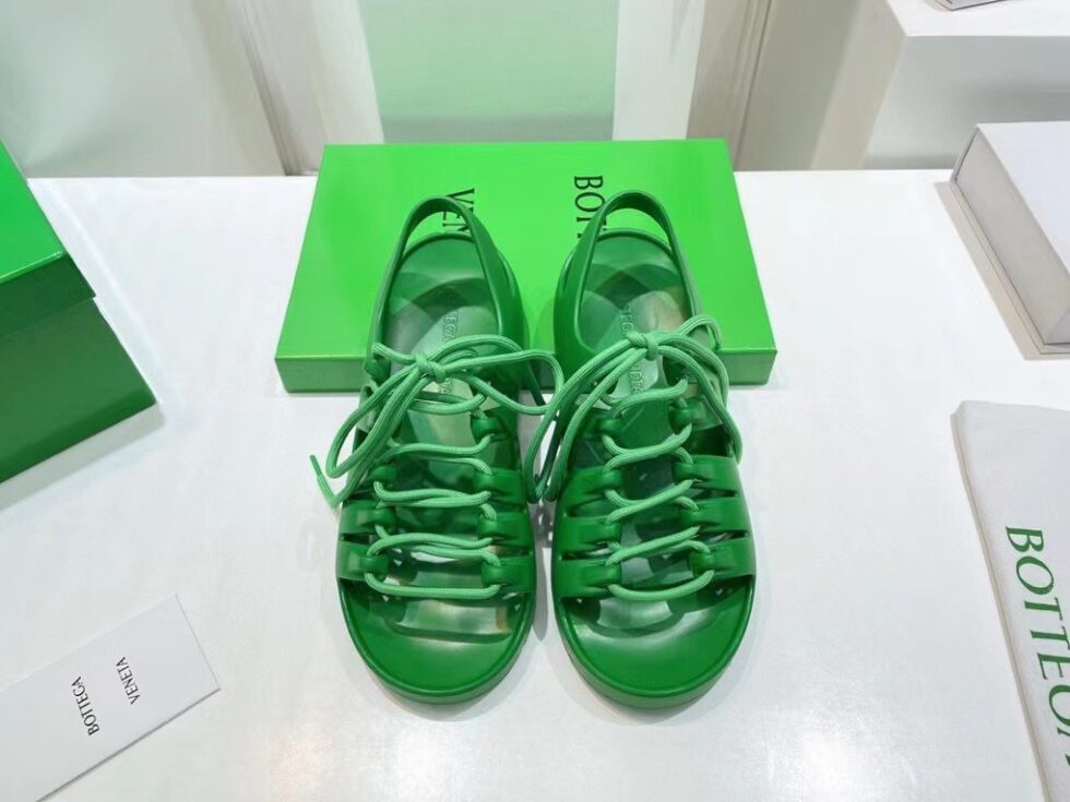 Replica Bottega Veneta Jelly Sandals In Green Rubber 106