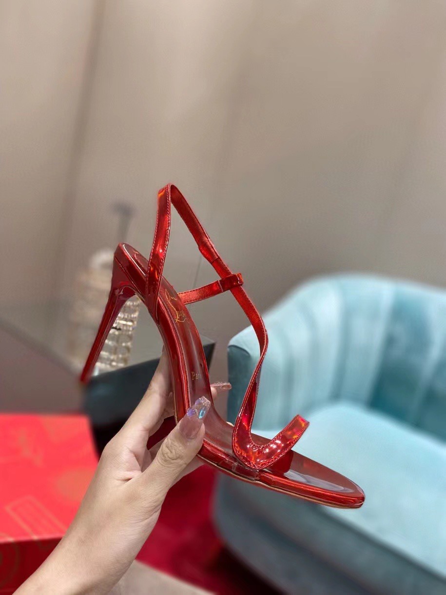 Replica Christian Louboutin Rosalie 100mm Sandals In Red Patent Psychic 106