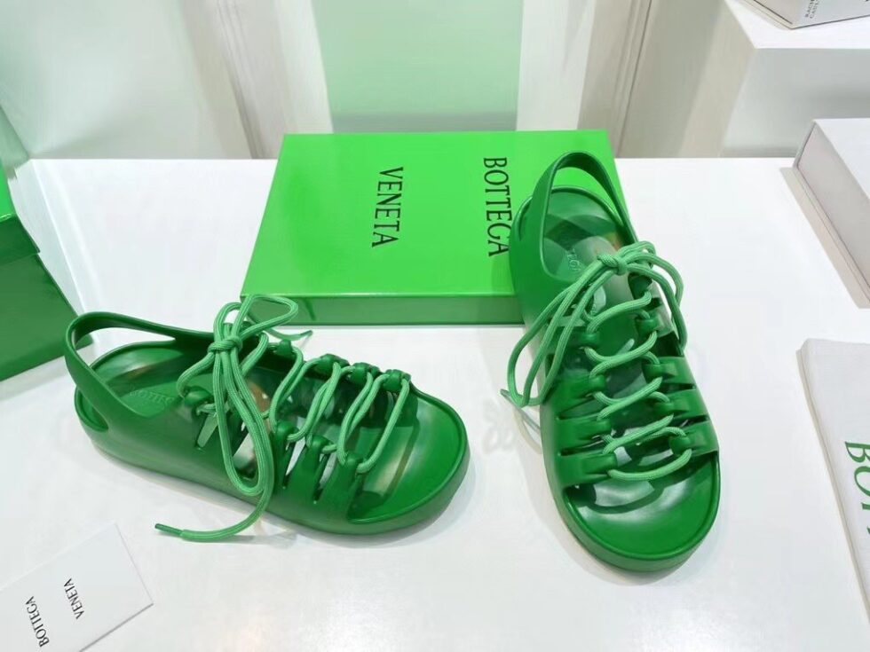 Replica Bottega Veneta Jelly Sandals In Green Rubber 107