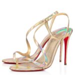 Replica Christian Louboutin Rosalie 100mm Sandals In Gold Patent Psychic